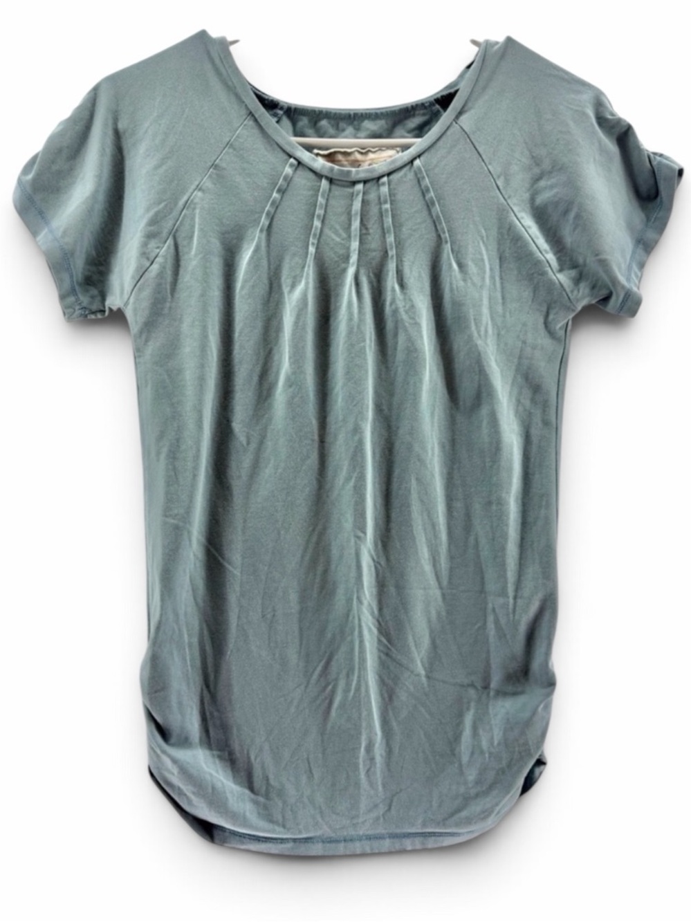 Aventura Women's Slate Blue Pleated Ruched Short Sleeve Top Size XS